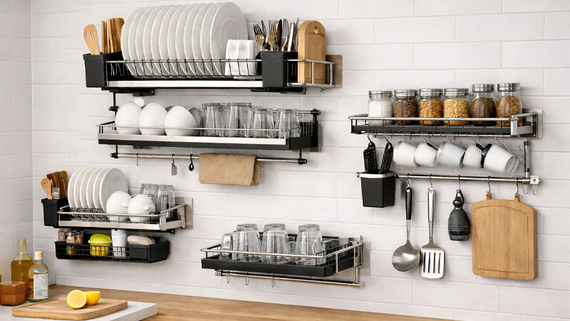 Escorredor de Louca de Parede e Seguro