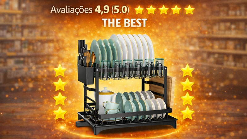 Escorredor de Louca 2 Andares Preto